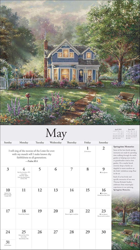 THOMAS KINKADE COLLECTOR'S SCRIPTURE EDITION 2026 DELUXE WALL CALENDAR + PRINT